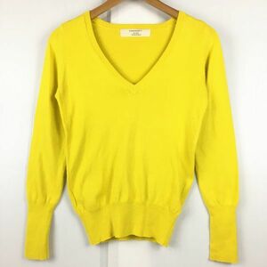 ZARA KNIT/ザラ　コットン/Vネックセーター　サイズM　黄色　管NO.A14-53