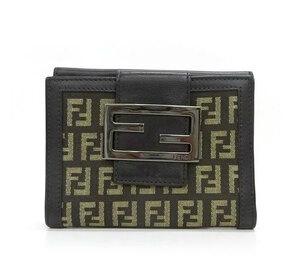 FENDI フェンディ ズッキーノWホック二つ折り財布 FB1244 レザー ブラウン