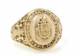1944年 HERFF JONES ビンテージ 10K ゴールド カレッジリング コートオブアームズ 10金 無垢 指輪