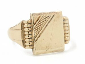  Vintage Britain 9CT Gold silver made signet square sig net ring 9 gold England made antique ring 