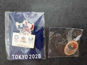 東京オリンピック　ピンバッジ　ピンバッチ　2020　ミライトワ　アース製薬　楕円　ピンズ　2個セット　未使用