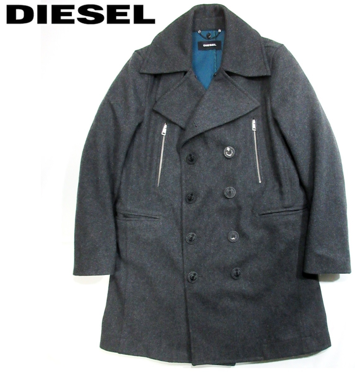 DIESEL ピーコート 黒 グレー ピーコート ジャケット/アウター メンズ 100%正規品