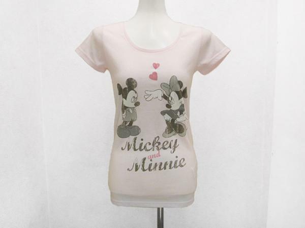 TTU ミッキー&ミニーマウス半袖Tシャツ 桃色ピンク レディースM / ディズニー女性Tee