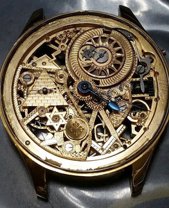 1897年 パテックフィリップ懐中時計ムーブメント使用カスタム時計 フリーメイソン フルスケルトン