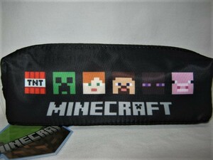 ★新品 2021年 Minecraft マインクラフト スクエアポーチ フェイス ペンポーチ 筆箱 ファスナー 小物入れ 黒 ケイカンパニー MCT-SQ-FC★