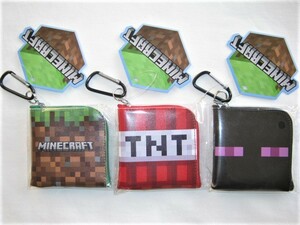 ★新品 2021年 Minecraft マインクラフト マイクラ L字ポーチ 草ブロック TNT火薬 エンダーマン 8cm カラビナ付き ミニポーチ 小物入れ★