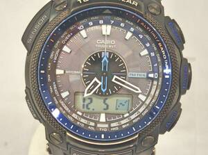 CASIO カシオ PROTREK プロトレック メンズ タフソーラー マルチバンド6 アナデシ 黒文字盤 3針 ステンレススチール製 樹脂バンド