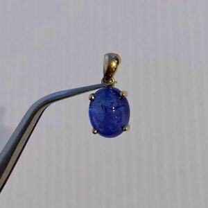 天然石 ペンダントトップ タンザナイト 約9×7mm×10金 12月 精神強化 不幸脱出 冷静判断 Tanzanite gemstone 10-karat gold pendant head