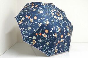 A4941 Lune jumelle ルナジュメイル 晴雨兼用傘 USED超美品 ネイビー フラワープリント 花柄 UV ジャンプ 超撥水 58cm S