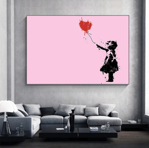 G957 BANKSY　バンクシー　ハート　キャンバスアートポスター ストリートアート　50×70cm インテリア 海外製 枠なし