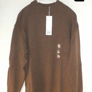 新品★[ダークブラウン][Ｌ]★送料込 20AW ミドルゲージモックネックセーター ユニクロＵ Uniqlo U ユー ルメール Brown ガンジーニット 茶