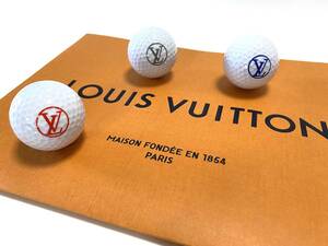 ★LOUIS VUITTON★ 未使用 ロゴ入り 3色 ゴルフボール 3つセット ボール ホワイト ブルー レッド グレー ルイヴィトン スポーツ セレブ