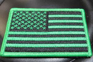 黒緑GR新品アメリカ国旗US星条旗　刺繍ワッペン（パッチ）ミリタリー・サバゲー