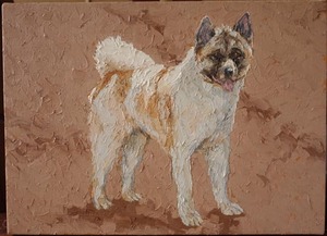 Art hand Auction Akita-Hund-Ölgemälde Nr. F4 #299, Malerei, Ölgemälde, Tierzeichnung