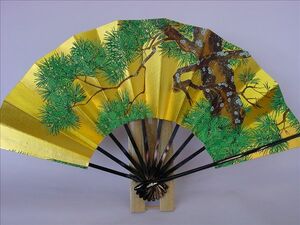 2841, Mai fan Japan dancing *.. for 29cm. pine handwriting . both sides gold black paint . box attaching 