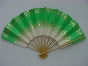 1591, Mai fan Japan dancing *.. for 29cm heaven ground small stone ...... white bamboo green capital fan box none 