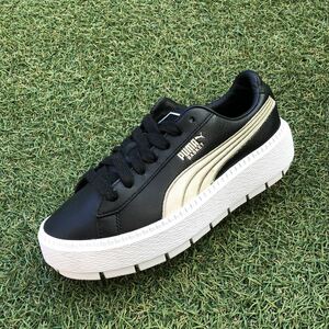 美品22.5 PUMA BASKET PLATFORM TRACE VARSITY プーマ バスケット プラットフォーム トレース バーシティ E539