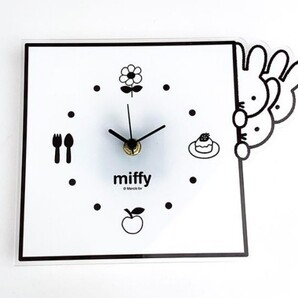 ミッフィー MIFFY インテリアクロック のぞき WH モノクロ 時計