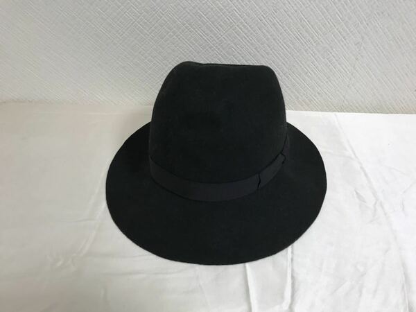 本物マイティシャインmightyshineウール中折れハット帽子メンズレディースビジネススーツ日本製ブラック黒