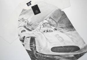 新品 Mercedes-Benz Classic メルセデス ベンツ クラシックTシャツSサイズAMGアンティークカー白MレースカーF1シルバーアロー300ホワイトSL