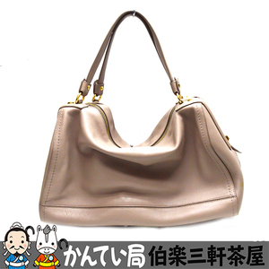 FERRAGAMO【フェラガモ】ボストンバッグ　レザー　グレージュ　レディース【中古】