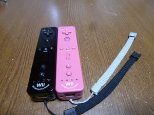 RM7【送料無料 動作確認済 即日発送】Wii　WiiU リモコン モーションプラス　ストラップ 2個セット　純正 RVL-036 ブラック　ピンク