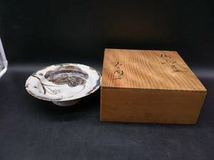 〇 織部焼 台皿 / 骨董品 美術品 工芸品 陶芸 在銘 共箱 食器 陶磁 陶器 作家物 美濃