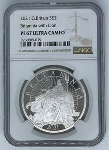 フルセット ブリタニア銀貨 2ポンド ロイヤルミント 2021 エリザベス 銀貨 NGC PCGS ウナ ライオン エリザベス