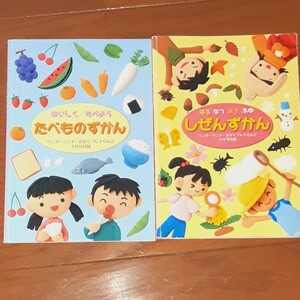 本 子供図鑑 たべもの図鑑&自然図鑑 対象3~6歳~小学1~2年生 寝る時に読み聞かせ 冬休み中 読むのとカラー写真で見て楽しむ!