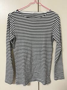 ボーダー 長袖 長袖Tシャツ カットソー 美品 ボートネック ロンT モノトーン Lサイズ
