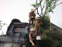 ◆1/35・タミヤ・GAZ-67B・ロシアンフィールドカー・軽車両・小川・樹木・石垣・ジオラマ・完成品◆_画像7