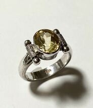 シトリンリング　黄水晶　15.5号 シルバー925 SILVER 指輪　天然石アクセサリー_画像2