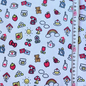 ポップ柄 ワッフルニット 145×60cm ニット生地 布 はぎれ ハンドメイド 犬服