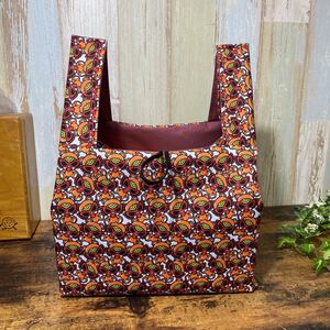 ハンドメイド エコバッグ レジ袋型 コンビニサイズ ヒスミニ柄