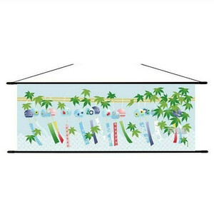 濱文様　絵てぬぐい　風鈴と夏もみじ　ブルー　約90×34cm　綿100％　日本製　新品