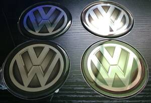 エンブレム 丸 90mm VW Volkswagen フォルクスワーゲン グレー 勾配 クラシック ロゴ ホイールキャップ 4枚 セット キット ヴィンテージ