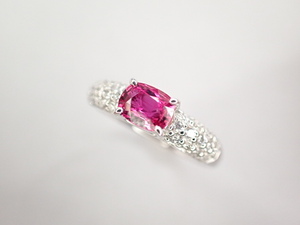 美品 Pt900 ルビー0.57ct ダイヤ計0.25 デザイン リング 指輪