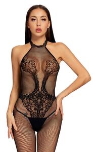 セクシーランジェリー オープンクロッチ ボディーストッキング 全身タイツ 穴あき 網タイツ ボディタイツ フリーサイズ 単品ブラック