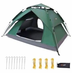 ワンタッチテント 2-3人用 2重層 キャンプ テント ワンタッチテグリーン