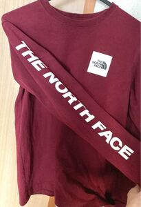 THE NORTH FACE ロングスリーブ テキストロゴ ワインレッド系 S ロンT ザノースフェイス