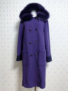 フォックス 定価6万円 ミダージュ パープル ウールファーコート 毛皮 紫