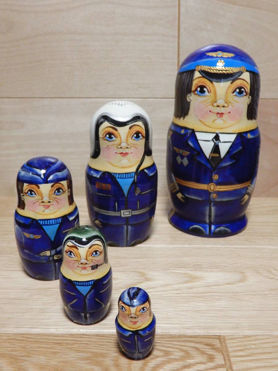 ★Matrjoschka aus Russland ~ Matrjoschka-Puppen in Form eines blauen Polizisten, Handgefertigte Artikel, Innere, Verschiedene Waren, Ornament, Objekt