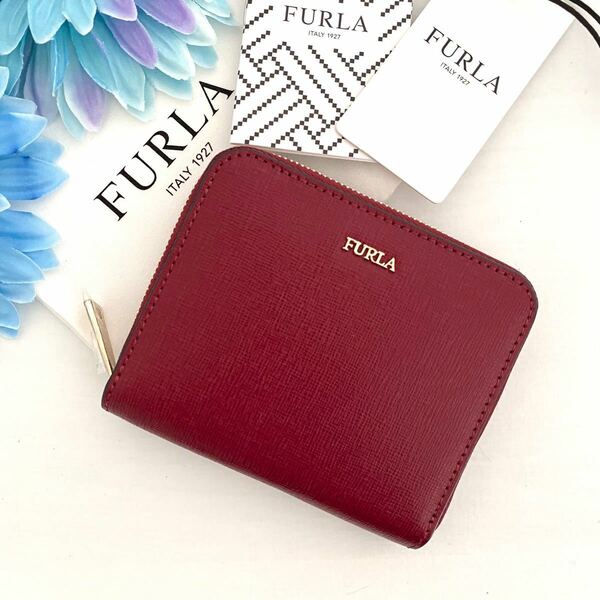 【新品】FURLA(フルラ)レッド ダークレッド レザー 折り財布 フルラ