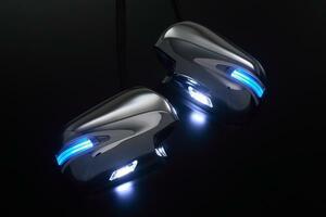 60系 ヴォクシー 後期 LED ウィンカー ミラー Type LS [メッキ/ポジ青光] フットランプ付き LEXUSルック