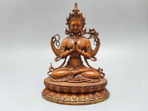 チベット 超絶技巧 観音菩薩 坐像 仏教古美術 チベット仏 彫刻 彫像 コレクション 時代彫刻