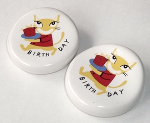 古い ネコ イラスト 陶器 箸置き 誕生日 BIRTHDAY 猫 キャラクター 雑貨