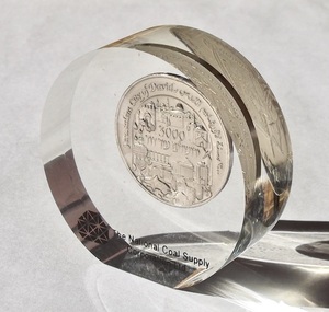 イスラエル 樹脂封入 メダル Jerusalem 3000th Anniversary コイン 置物 文鎮 エルサレム ダビデの町 記念品 ユダヤ教 石炭会社 ノベルティ
