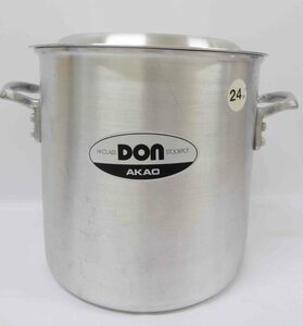 AKAO　DON　寸胴　鍋　　24㎝　蓋付き　アルミ　厨房器具　業務用　両手鍋　中古品　