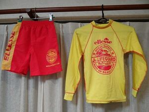 希少 ellesse Jr.LIFEGUARD ライフセーバー 監視員 ラッシュガード ライフガード 上下セット