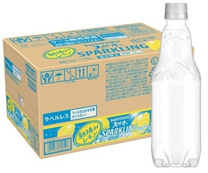 【送料無料】サントリー 天然水スパークリング レモン ラベルレス 500ml ×24本
